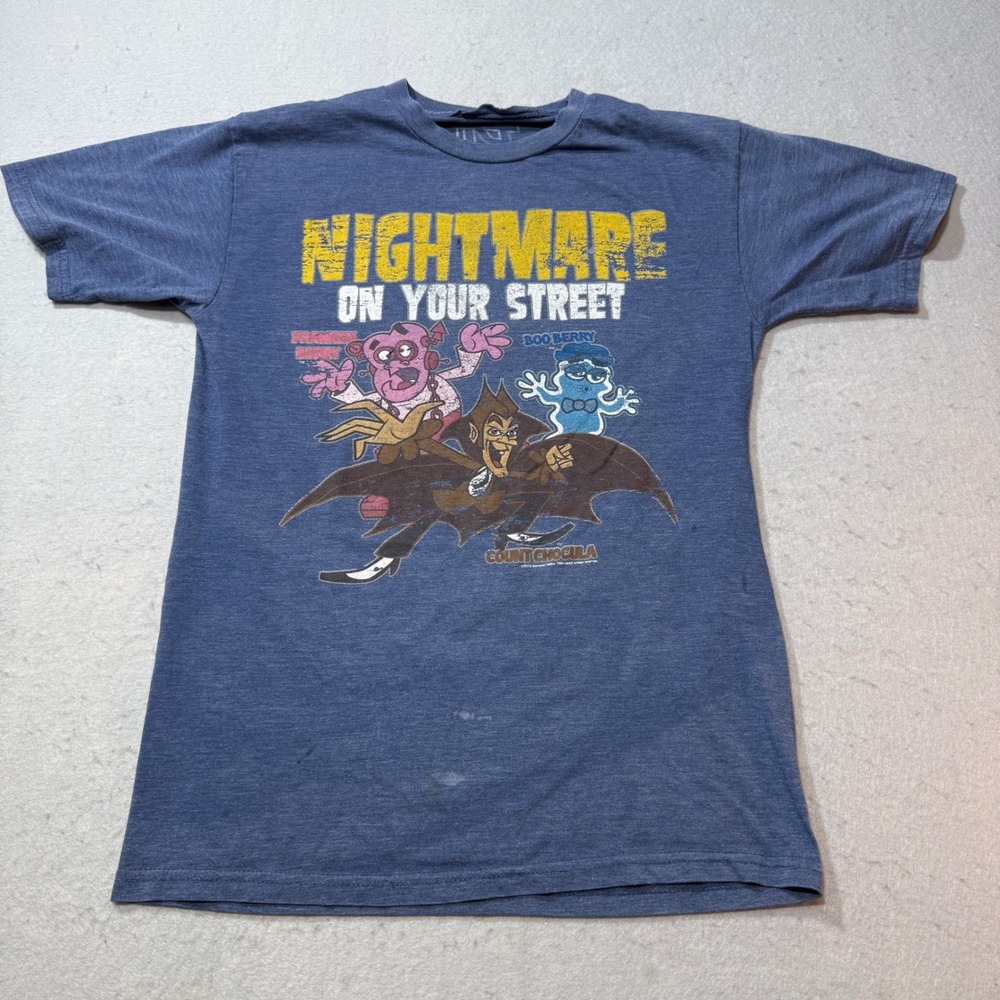 Count Chocula Nightmare‎ on Your Street Graphic T Shirt Small Blue General Mills
